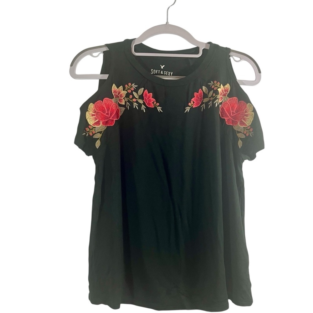 Embroidered Black Tee